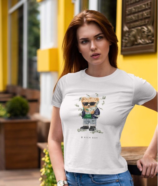 Дамска тениска с щампа Мечета Rich Bear